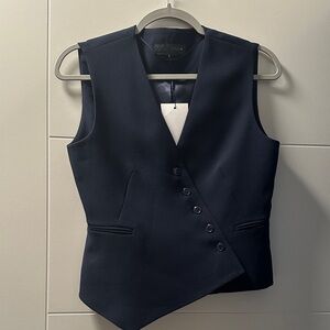 Zara Navy Blue Asymmetrical Vest
